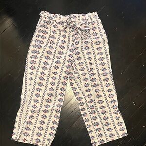 Floral Print Wide Leg Pants with Tie Waist